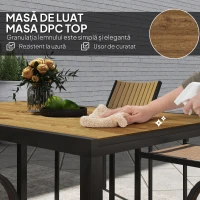 Outsunny Set de Exterior din 7 Piese cu Masă Extensibilă și 6 Scaune Suprapozabile, 160/240x90x74 cm, Maro(m-6)