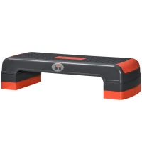 HOMCOM Aerobic Step, 10cm, 15cm & 20cm Height Adjustable Exercise Stepper for Exercise Workout, Nonslip Step Board Great for Home & Office, Grey and Red(m-11)
