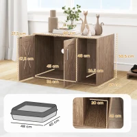 PawHut Móvel Caixa de Areia para Gatos 3 em 1 com Portas Tapete para Arranhar e Compartimento p 80x48x50,5 cm Castanho(m-3)