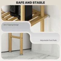 HOMCOM Unitate de Depozitare Deasupra Toaletei din Bambus cu 3 Rafturi, 63,5x25,5x181 cm, Lemn Natural(m-7)