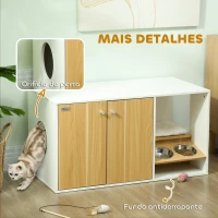 PawHut Móvel Caixa de Areia para Gatos 3 em 1 Mesa Auxiliar Caixa de Areia para Gatos com Tapete para Arranhar 95x48x50,5 cm Branco e Carvalho(m-7)