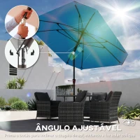 Outsunny Chapéu de Sol de Exterior 233x233 cm Chapéu de Sol de Jardim com Ângulo Ajustável Impermeável Azul(m-4)