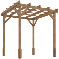 Outsunny 2 x 2m Wooden Pergola Kit, Decorative Garden Gazebo Shelter with Stable Structure for Climbing Vines, Flowers, Dark Brown(m-1)