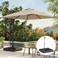Outsunny Baza pentru Umbrela de Soare cu Sistem de Umplere, Roti Ajustabile si Maner Reglabil, 95x95x117 cm, Negru(m-9)