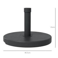 Outsunny Baza pentru Umbrela de Gradina din HDPE si Ciment, cu Manivela Integrata, Ø46.5x31 cm, Negru(m-3)