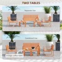 Outsunny Set de Mobilier de Grădină din 5 Piese cu Canapea, 2 Scaune și 2 Mese, 122x60,5x70 cm, Portocaliu(m-6)