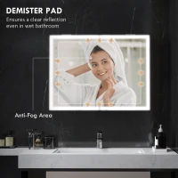 HOMCOM Dulap pentru Baie cu Oglindă cu Lumini LED și Priză, 80x12,8x60 cm, Negru(m-5)