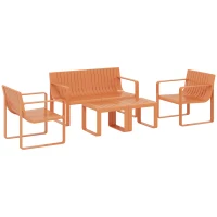 Outsunny Set de Mobilier de Grădină din 5 Piese cu Canapea, 2 Scaune și 2 Mese, 122x60,5x70 cm, Portocaliu(m-11)