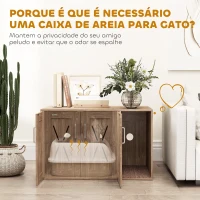PawHut Móvel Caixa de Areia para Gatos 3 em 1 com Portas Tapete para Arranhar e Compartimento p 80x48x50,5 cm Castanho(m-6)