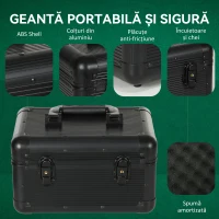 SportNow Set Casino cu Cutie, Covoras, Jetoane Numerotate si 2 Pachete de Carti de Joc, 28.5x18x18 cm, Negru(m-6)