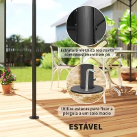 Outsunny Pérgola para Jardim 3x2 m Pérgola de Exterior com Toldo em Forma de Cúpula Elegante e Estrutura Metálica Impermeável Cinzento(m-6)