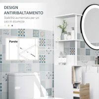 HOMCOM Mobile Colonna Bagno Salvaspazio con Armadietto, Ripiani e Cassetti, 15x33x136 cm, Colore Legno(m-6)