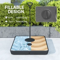 Outsunny Baza pentru Umbrela de Soare cu Sistem de Umplere, Roti Ajustabile si Maner Reglabil, 95x95x117 cm, Negru(m-5)
