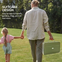 Outsunny Grătar cu Cărbune Portabil cu Mâner, 47x30x28 cm, Verde(m-4)