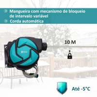 DURHAND Enrolador de mangueira retrátil 10m com cabeça multifuncional Sistema de enrolamento automático com trava Conector de 1m para gramado de jardim 29,5x16,5x33cm Preto e verde(m-4)