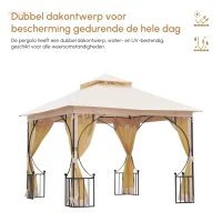 Outsunny Partytent in de tuin partytent paviljoen tuintent feesttent dubbel dak 3 x 3 m(m-4)