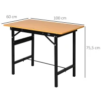 HOMCOM Bancada de Trabalho Dobrável Mesa de Trabalho Dobrável com Régua Transferidor 100x60x75,5 cm Madeira e Preto(m-3)