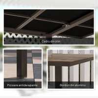 Outsunny Masă Extensibilă pentru Terasă cu Margini din aluminiu, 160/240x90x74 cm, Maro(m-5)