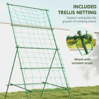 Outsunny Suport Metalic de Grădină în Forma de A cu Plasă de Susținere, 101x133x227 cm, Verde(m-5)