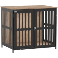 PawHut Dog Crate Furniture with Anti-Chew Resistant Mesh, Anti-Escape Single Door, for Medium Dogs, 80 x 55 x 72 cm(m-1)
