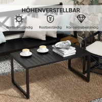 Outsunny Bijzettafel met Latjesontwerp Balkontafel van Aluminium Koffietafel Weerbestendig 90 x 50 x 42 cm Zwart(m-5)