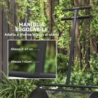Outsunny Spandiconcime da 75L in Metallo con Manico Regolabile a T e Maniglia Imbottita, 70x40x112 cm, Nero(m-6)