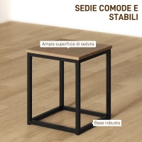 HOMCOM Set 5 Pezzi Sedie Tavolo Sala da Pranzo Moderne in Stile Industriale, Legno e Metallo, Nero e Color Legno(m-6)