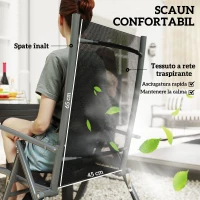 Outsunny Set da Giardino 7 Pezzi con 6 Sedie Pieghevoli e Tavolo Allungabile, in Acciaio, Alluminio e Rete Grigio e Nero(m-7)