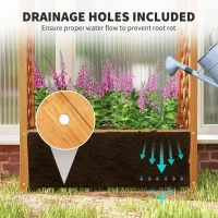 Outsunny Wooden Raised Garden Bed with Trellis, Liner, Drainage Holes, for Vine Climbing Plants, Flowers, 83 x 36 x 145 cm(m-6)