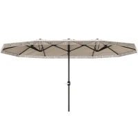Outsunny Umbrelă de Grădină cu Două Fețe și Mâner cu Manivelă Ușor de Utilizat, 450x265x260 cm, Alb Crem(m-1)