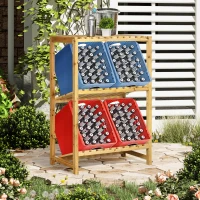 Outsunny wijnrek, flessenrek, wijnhouder met 2 gekantelde planken naturel(m-3)