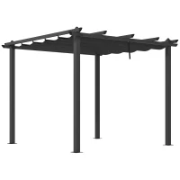 Outsunny 3 x 3m Aluminium Pergola, with Retractable Roof - Dark Grey(m-1)