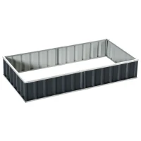 Outsunny Caixa de Plantio de Aço Inclui Luvas Caixa de Plantio Retangular para Cultivos de Plantas e Flores para Terraço Balcão Exterior 174x90x30 cm Cinza(m-1)