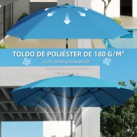 Outsunny Chapéu de Sol de Exterior 233x233 cm Chapéu de Sol de Jardim com Ângulo Ajustável Impermeável Azul(m-5)