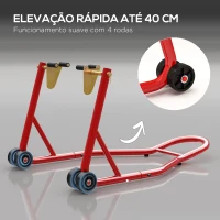 HOMCOM Cavalete Universal tipo Suporte Dianteiro de Mota Portátil e Móvel – Cor Vermelho – Aço – 80x50x40 cm(m-6)