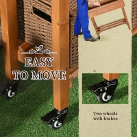 Outsunny Buitenzonnig verhoogd bed met traliewerk bloembak met plank, wielen voor balkonhout(m-7)