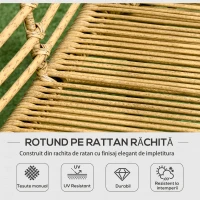 Outsunny Set Mobilier de Grădină din Ratan cu Canapea, 2 Fotolii cu Perne și Măsuță, 131x63x76 cm, Gri Închis(m-5)