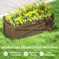 Outsunny Floreira de Madeira para Cultivar Plantas Flores Ervas Floreira Retangular para Jardim Varanda 90x39x37 cm Castanho Escuro(m-6)