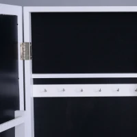 HOMCOM Free Standing LED Mirrored Jewelry Cabinet Armoire Floor Organiser W/ 3 Angle Adjustable For Rings Earrings Bracelets Cosmetics Warm White(m-11)