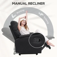 HOMCOM Fotoliu Recliner din In cu Suport Reglabil pentru Picioare, 69x91,5x103 cm, Negru(m-4)