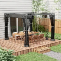 Outsunny 3 x 3m Aluminium Frame Pergola, with Retractable Roof - Dark Grey(m-10)