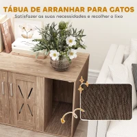 PawHut Móvel Caixa de Areia para Gatos 3 em 1 com Portas Tapete para Arranhar e Compartimento p 80x48x50,5 cm Castanho(m-7)