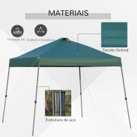 Outsunny Tenda Dobrável 3x3 Portátil de Jardim com Bolsa de Transporte com Rodas Aço para Exterior Festas Campismo Verde(m-4)