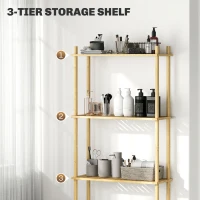 HOMCOM Unitate de Depozitare Deasupra Toaletei din Bambus cu 3 Rafturi, 63,5x25,5x181 cm, Lemn Natural(m-5)
