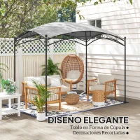 Outsunny Cenador para Jardín con Techo Resistente Cúpula Elegante y Estructura Metálica con Estacas 290x194,5x256 cm Gris(m-5)
