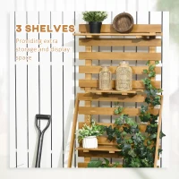 Outsunny Verhoogd Bed 63x39x160 cm Houten voor Terras en Tuin, Bruin(m-6)