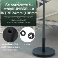 Outsunny Baza pentru Umbrela de Gradina din HDPE si Ciment, cu Manivela Integrata, Ø46.5x31 cm, Negru(m-4)