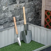 Outsunny Caixa de Plantio de Aço Inclui Luvas Caixa de Plantio Retangular para Cultivos de Plantas e Flores para Terraço Balcão Exterior 174x90x30 cm Cinza(m-8)