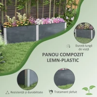 Outsunny Pat de Grădină Înălțat cu Bază Deschisă, Jardinieră Înălțată pentru Grădină, 200x50x56 cm, Gri(m-6)