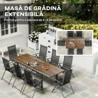 Outsunny Masă Extensibilă pentru Terasă cu Margini din aluminiu, 160/240x90x74 cm, Maro(m-4)